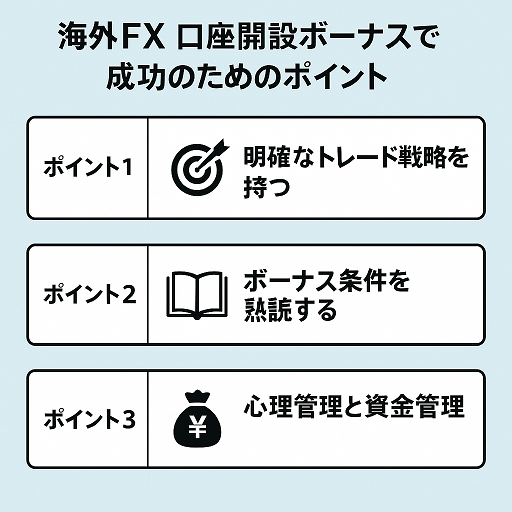 海外FX 口座開設ボーナスで成功のためのポイント